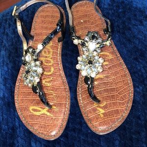 Sam Edelman Black embellished thong sandal